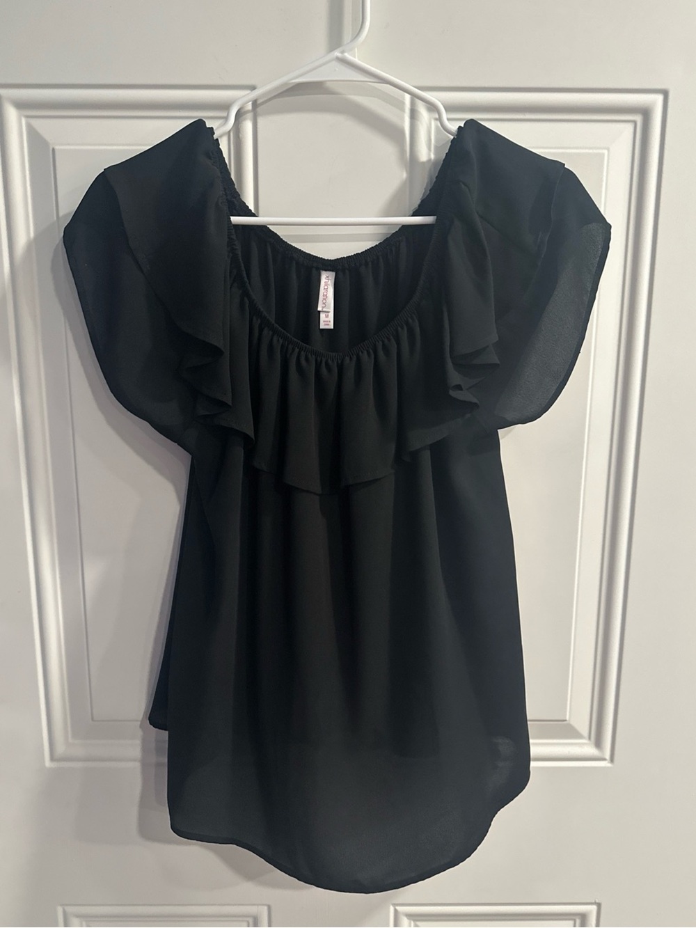 Xhilaration target black Ruffle Off the Shoulder shirt Blouse open back medium